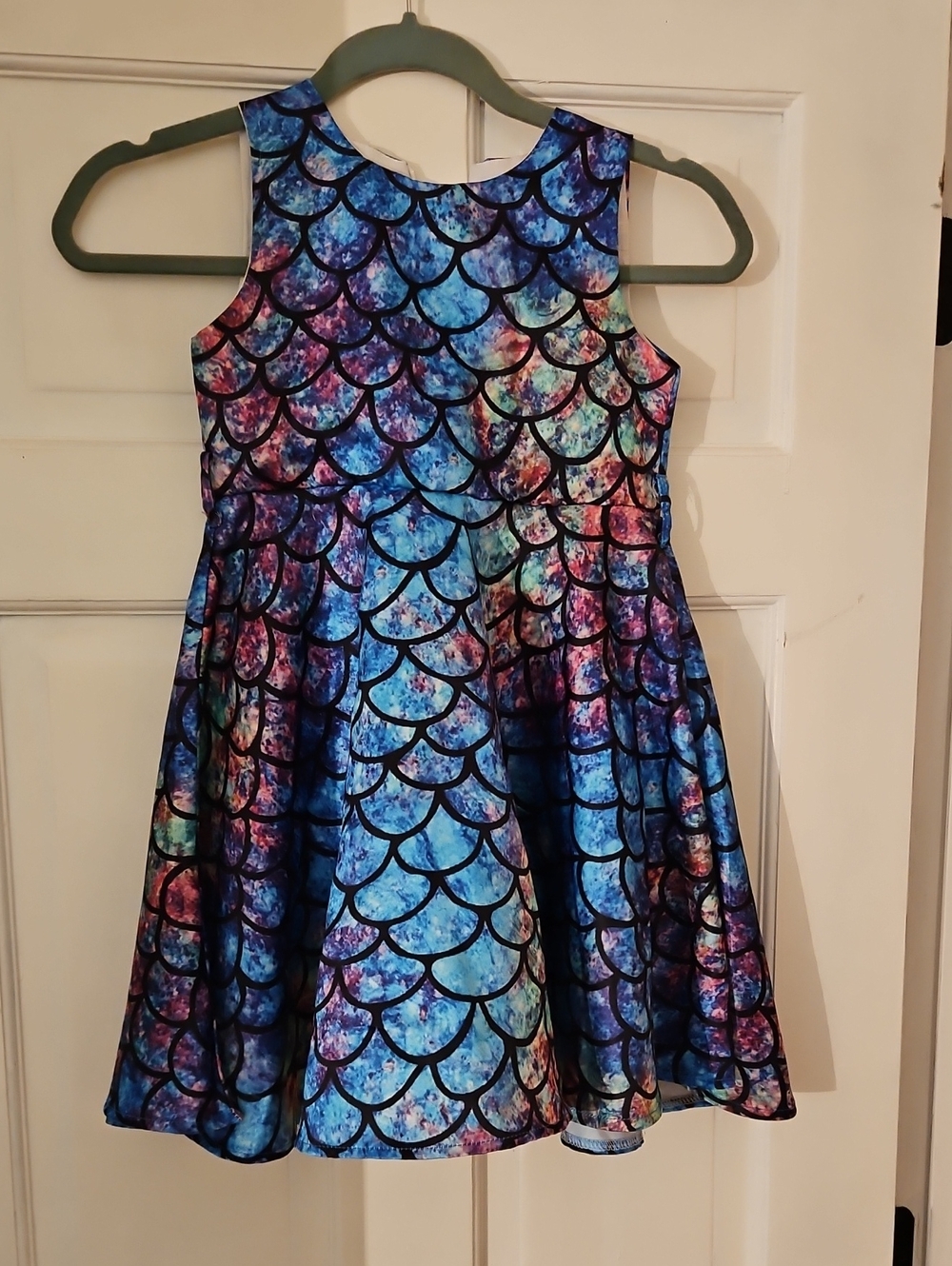 Girls' Blue Multicolor Mermaid-Scale Dress